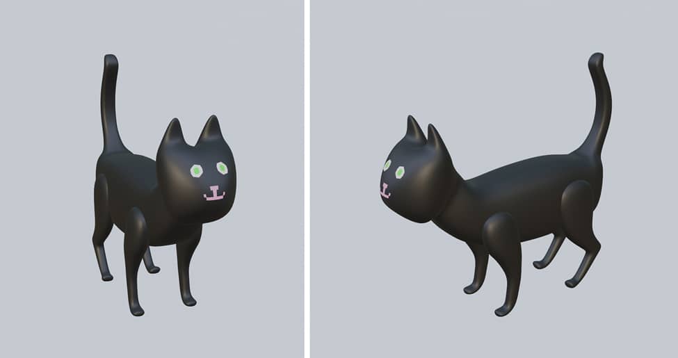 Image of a 3d cat model in different angles